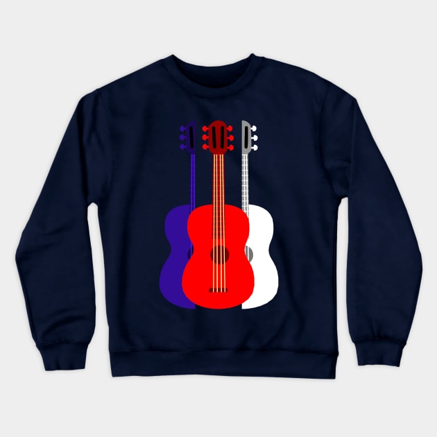 Red, White and Blue Guitar Crewneck Sweatshirt by evisionarts